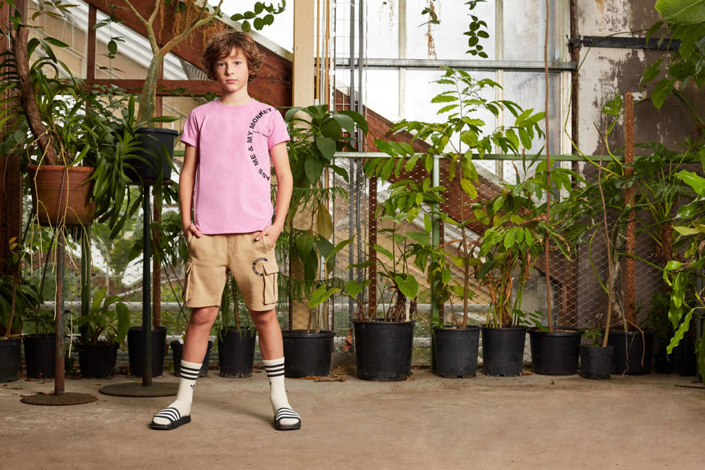 Me & My Monkey cargo short Mitchel met printopdruk zand