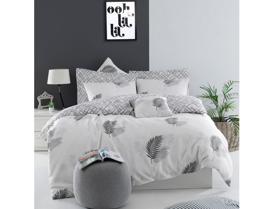 CONCEPT1 - Parure de lit housse de couette Palma 240x220cm + 2 taies 60x60 gris
