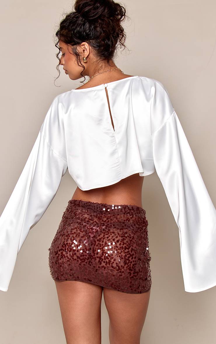 Chocolat Jupe Micro Mini Transparente À Sequins
