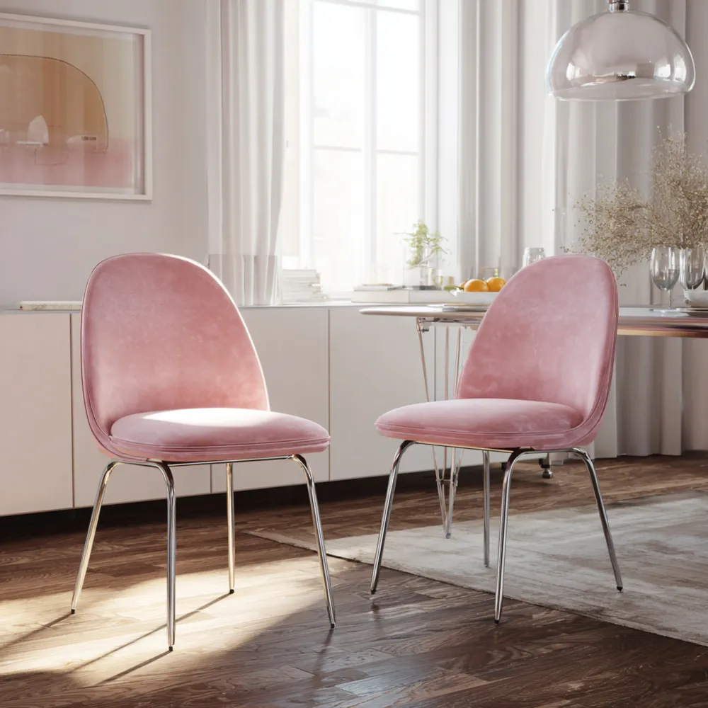 Esszimmerstuhl Samt 50x55x85 cm - Rosa - Moderner Stil