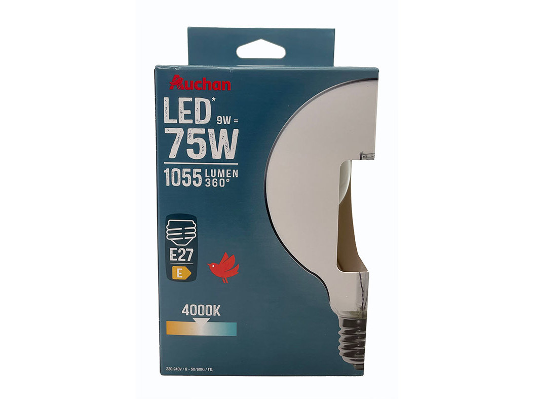 LÂMPADA LED AUCHAN E27 75W G95 LUZ BRANCA CLARA