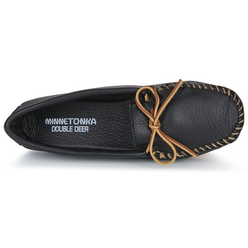 Minnetonka - DOUBLE DEERSKIN SOFTSOLE - Noir