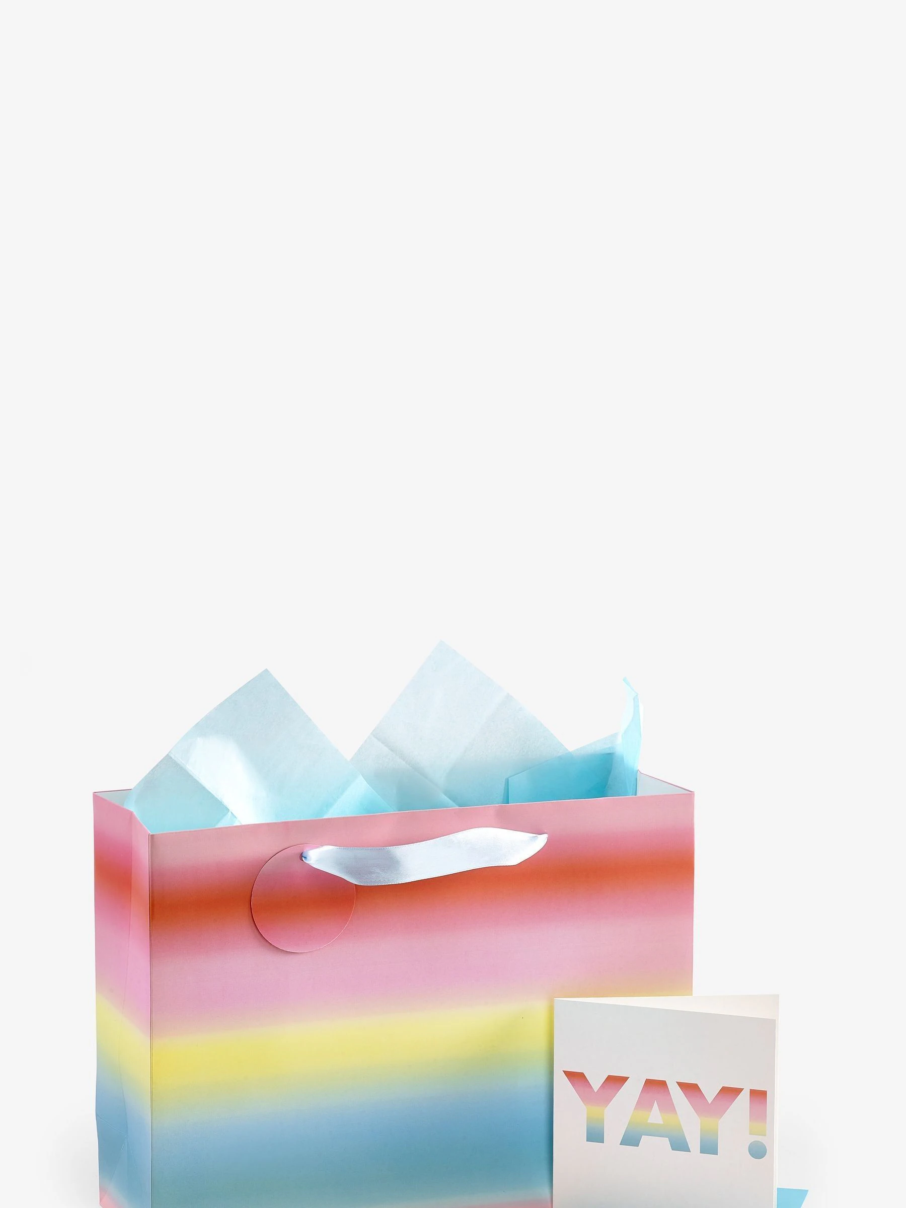 Kaart en geschenktas met kleurverloop