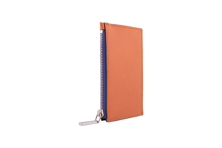 Stair Saffiano zip cardholder orange