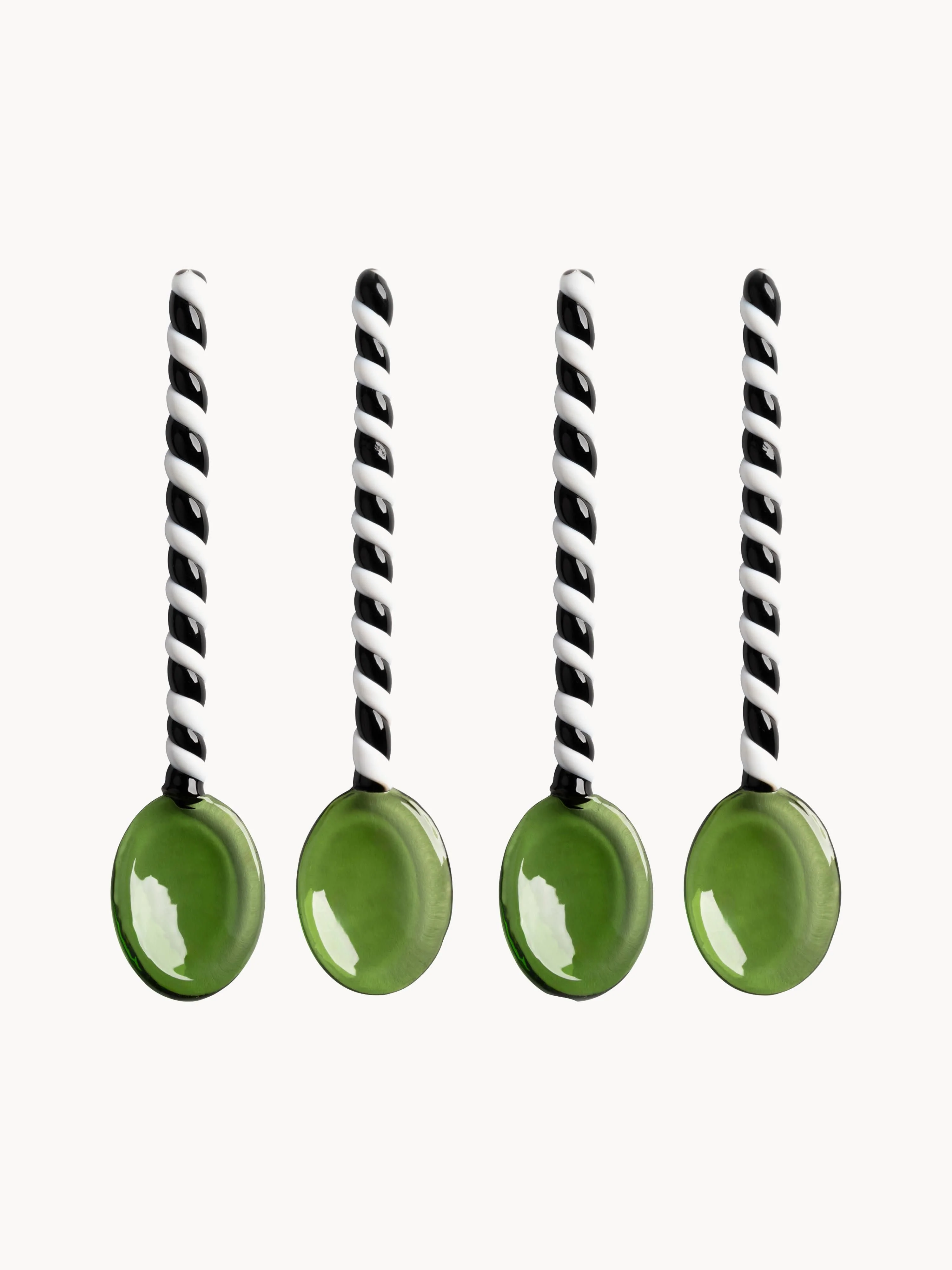 Handgemaakte glazen lepel Duet uit borosilicaatglas, 4 stuks