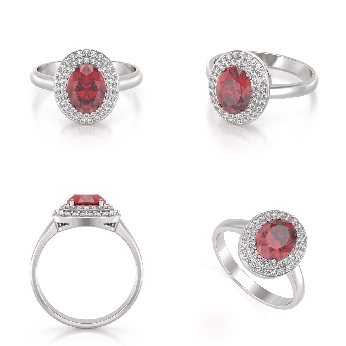 Bague en Or Blanc 750 avec Rubis et Diamants | Un Bijou Éclatant