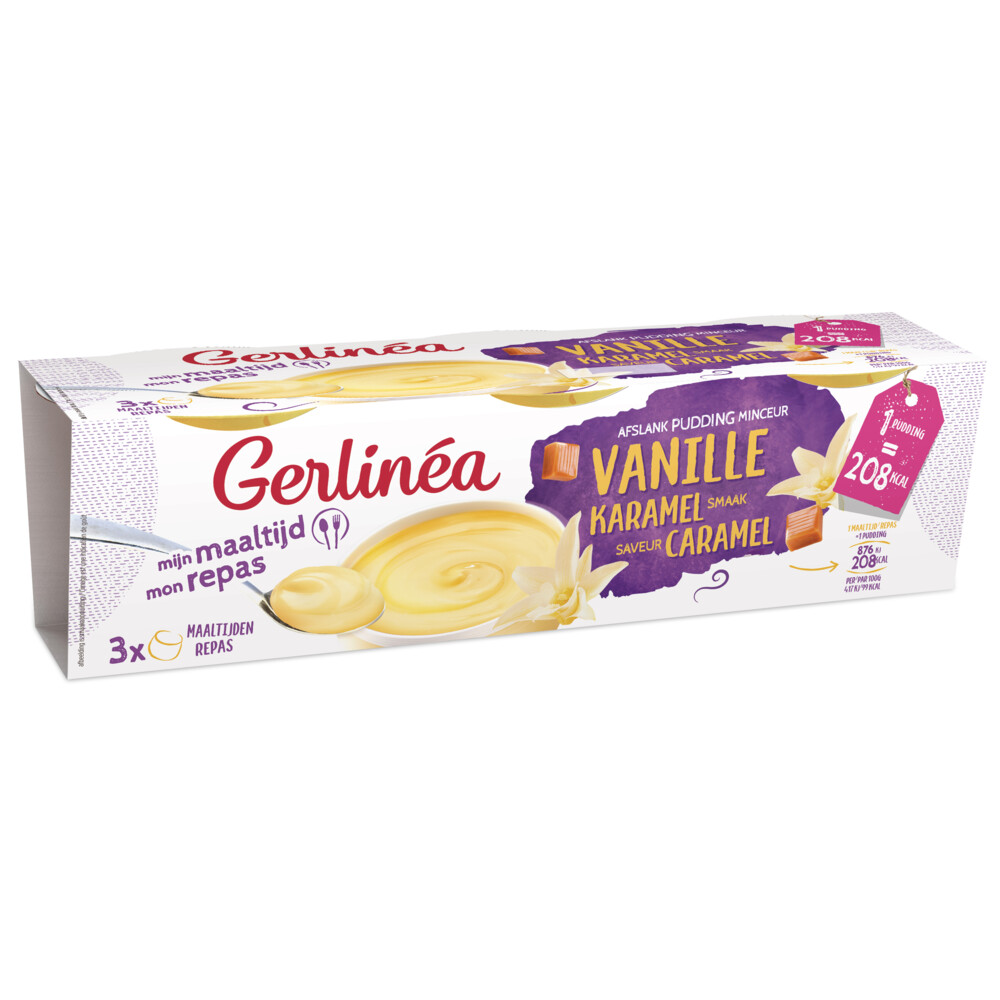 12x Gerlinea Pudding Vanille Karamel 3 Pack630 gr