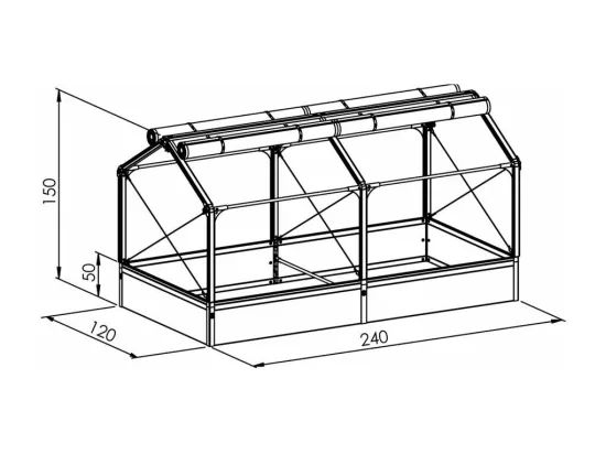 Carré potager premium avec serre Basic air Longueur 240 cm