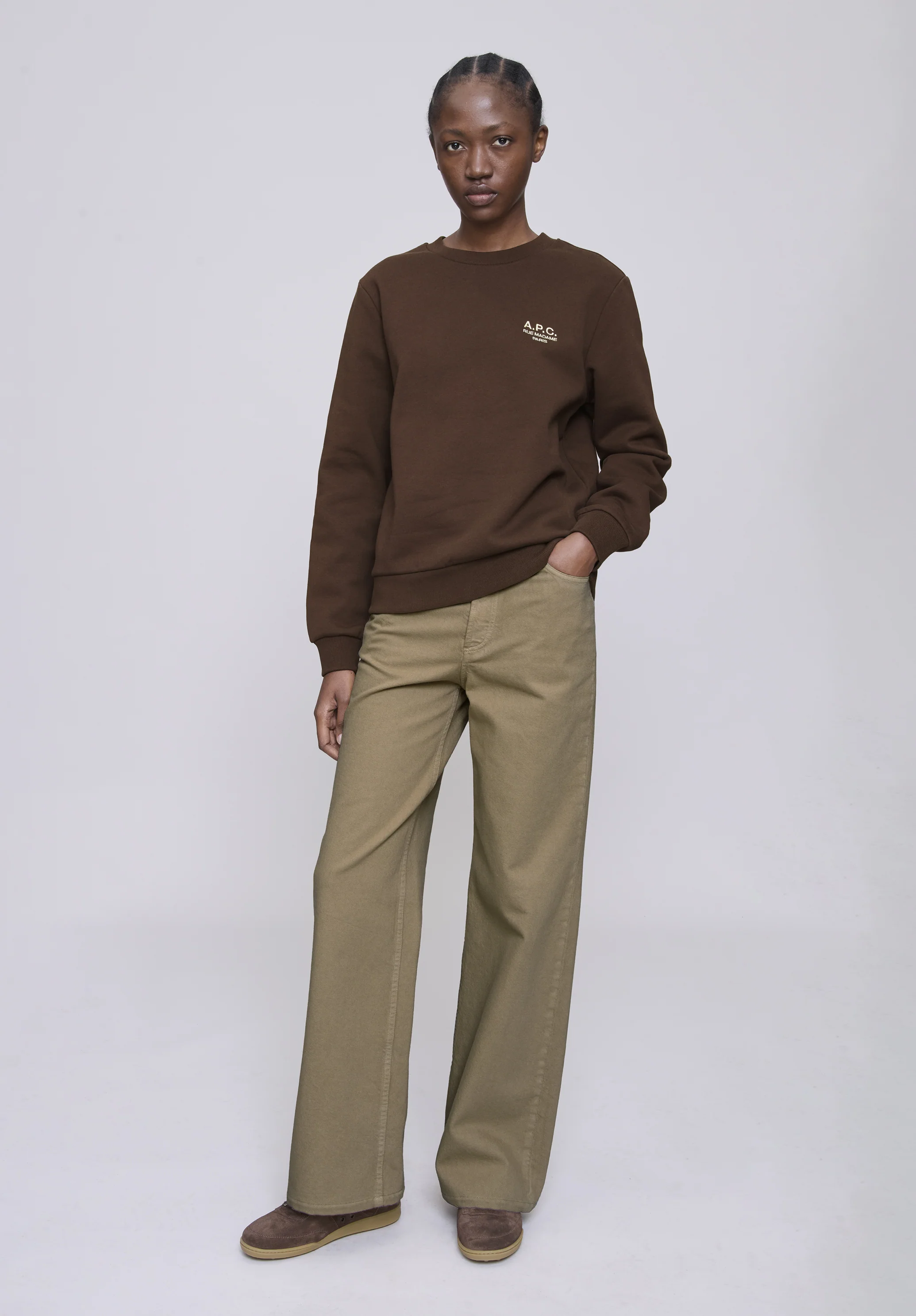 sweat standard rue madame - GOTS - Marron/ecru