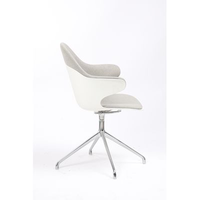 Lot de 2 chaises KHONG - avec accoudoirs - blanc et gris