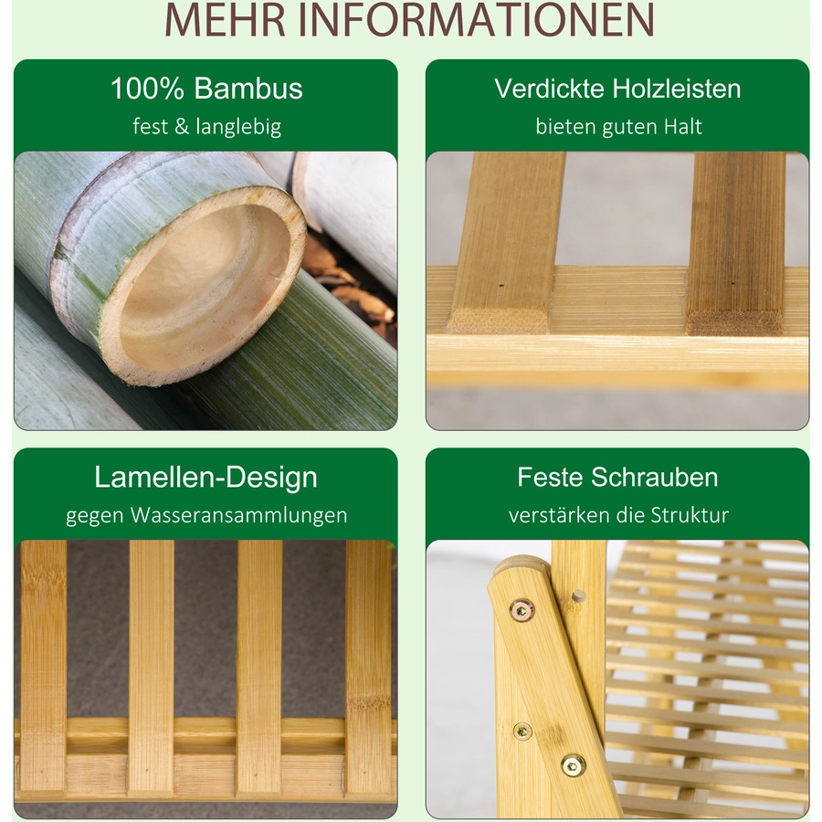 Outsunny Blumentreppe mit Bambusrahmen natur