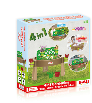 Dolu Gardening, Sand, Water, Creativity 4-in-1 Lekebord, Brun