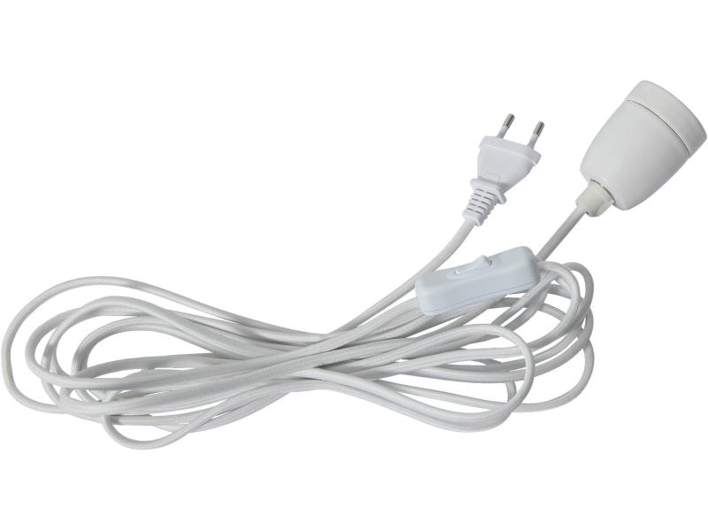 Star Trading Pendelleuchte GLAZE Weiss Pendelleuchte mit Textilkabel, Weiss
