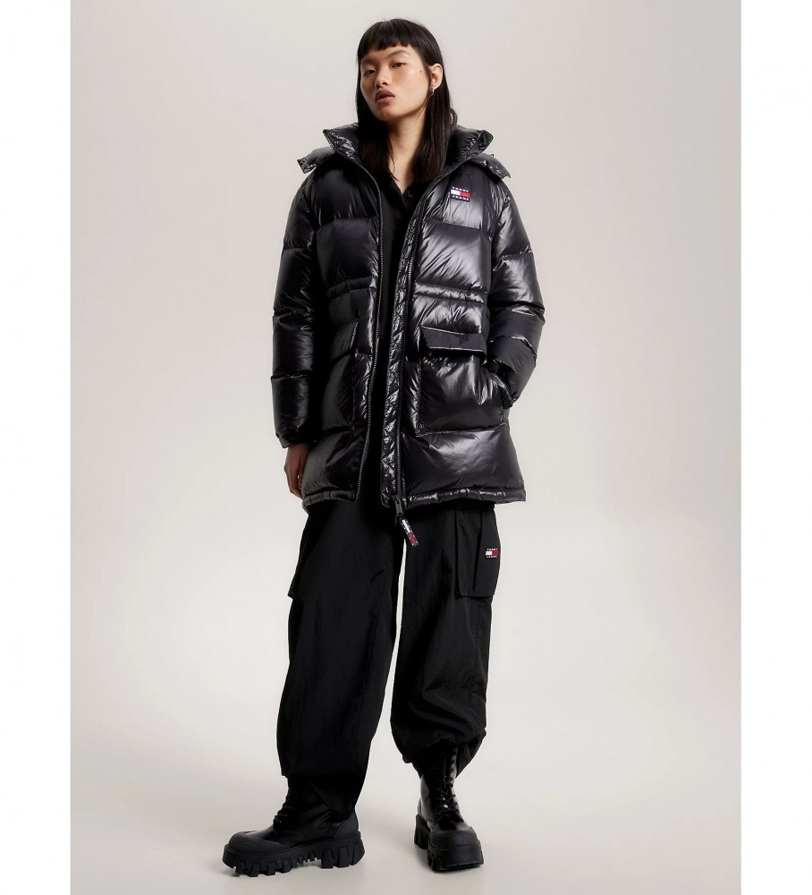 Casaco midi acolchoado Tommy Jeans Alaska na cor preta