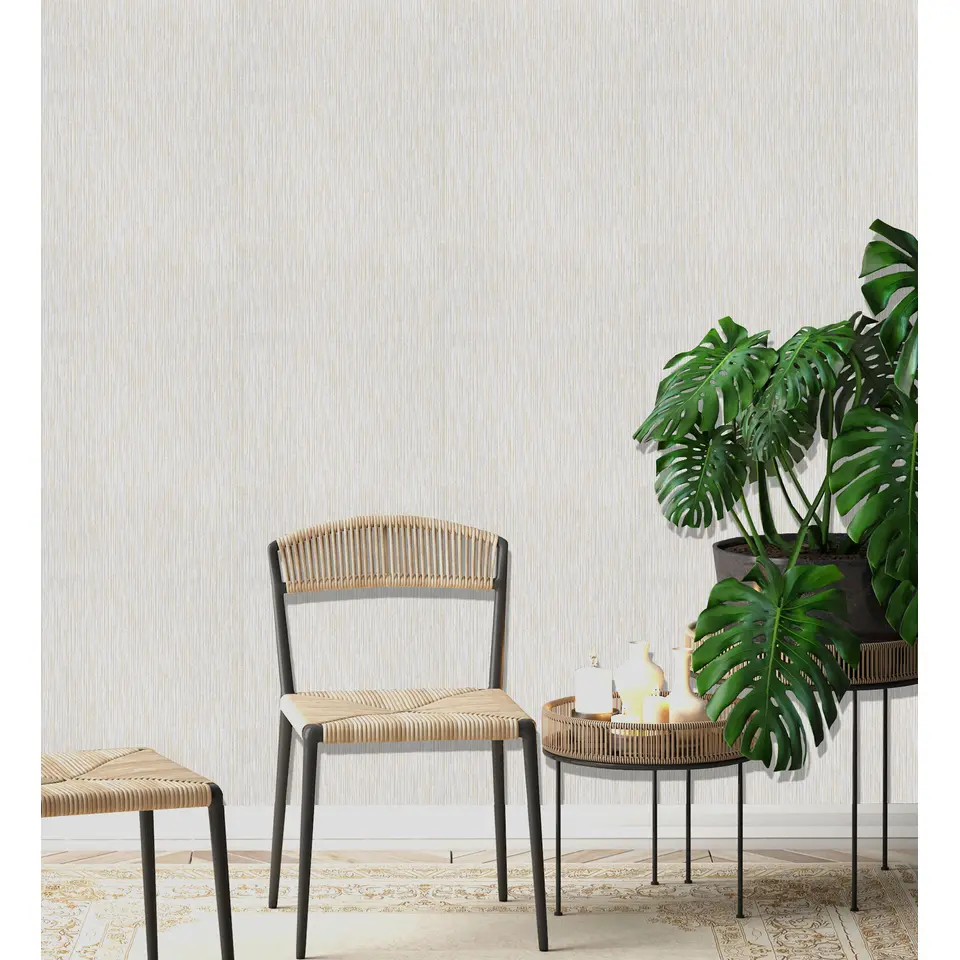 Dutch Wallcoverings - More Textures uni-streepje grijs - 0,53x10,05m