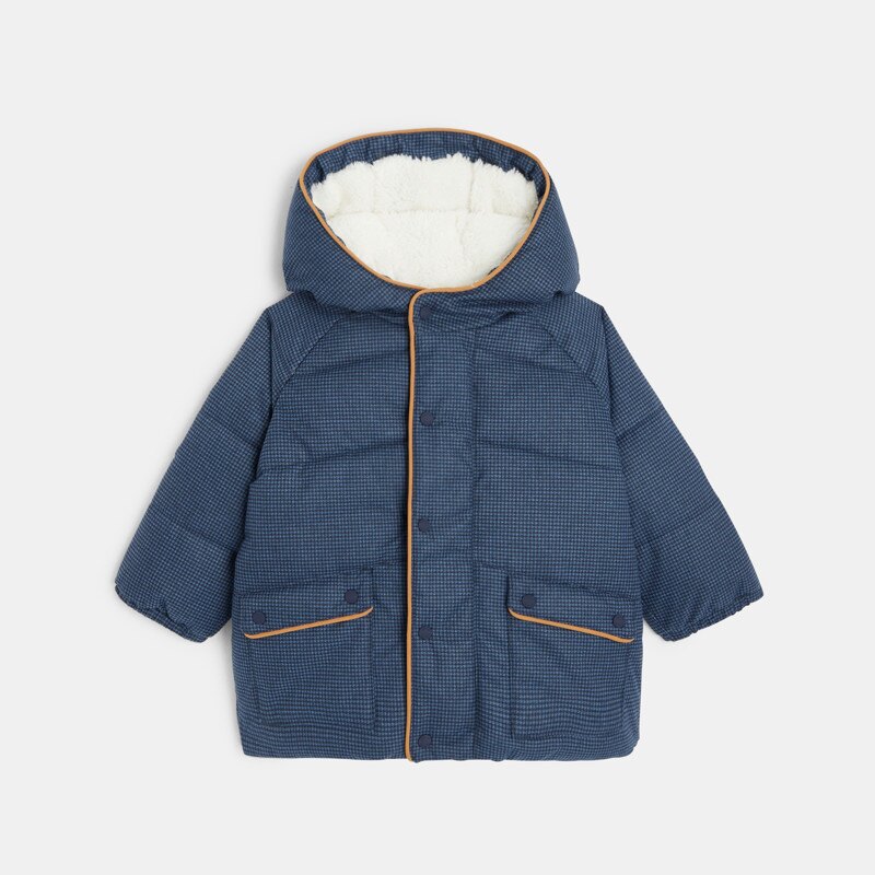 Manteau matelassé imprimé pied de puce bleu bébé garçon Bleu