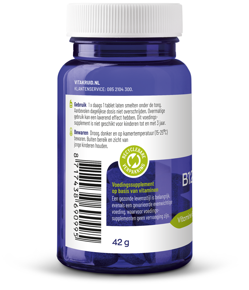 Vitakruid B12 Combi 6.000® Met Actief Folaat Vitamine (60 Smelttabletten)