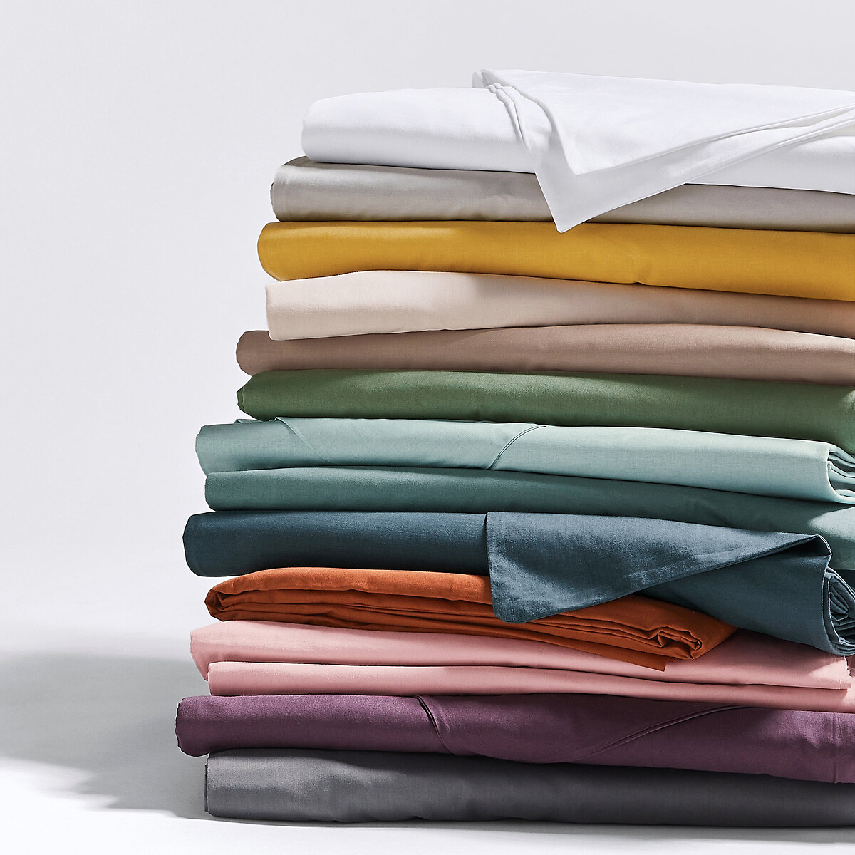 LA REDOUTE INTERIEURS<br>Lençol de baixo liso em algodão orgânico, base de cama ajustável, Scenario