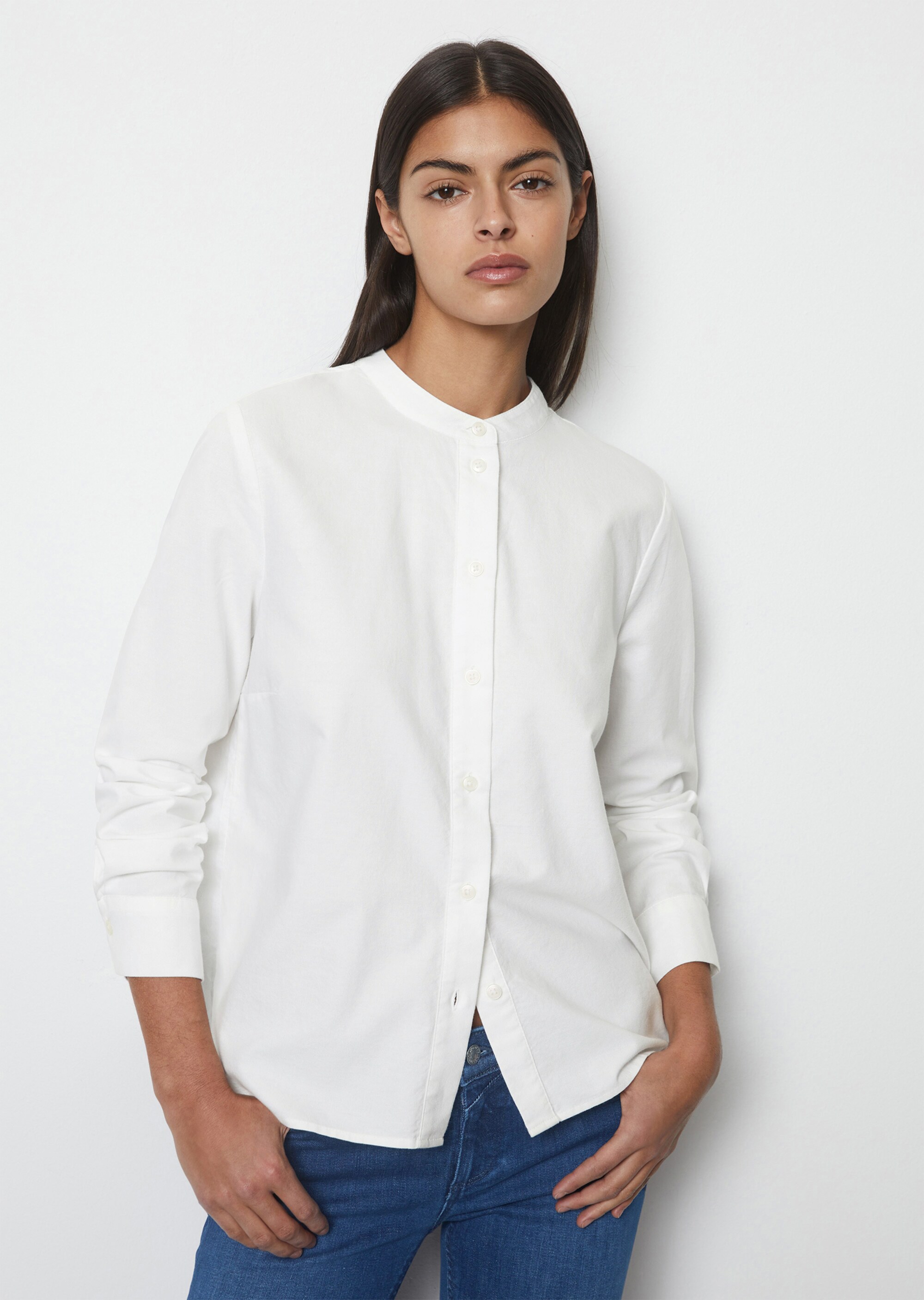 Bluse mit Falten-Detail regularaus Oxford-Qualität