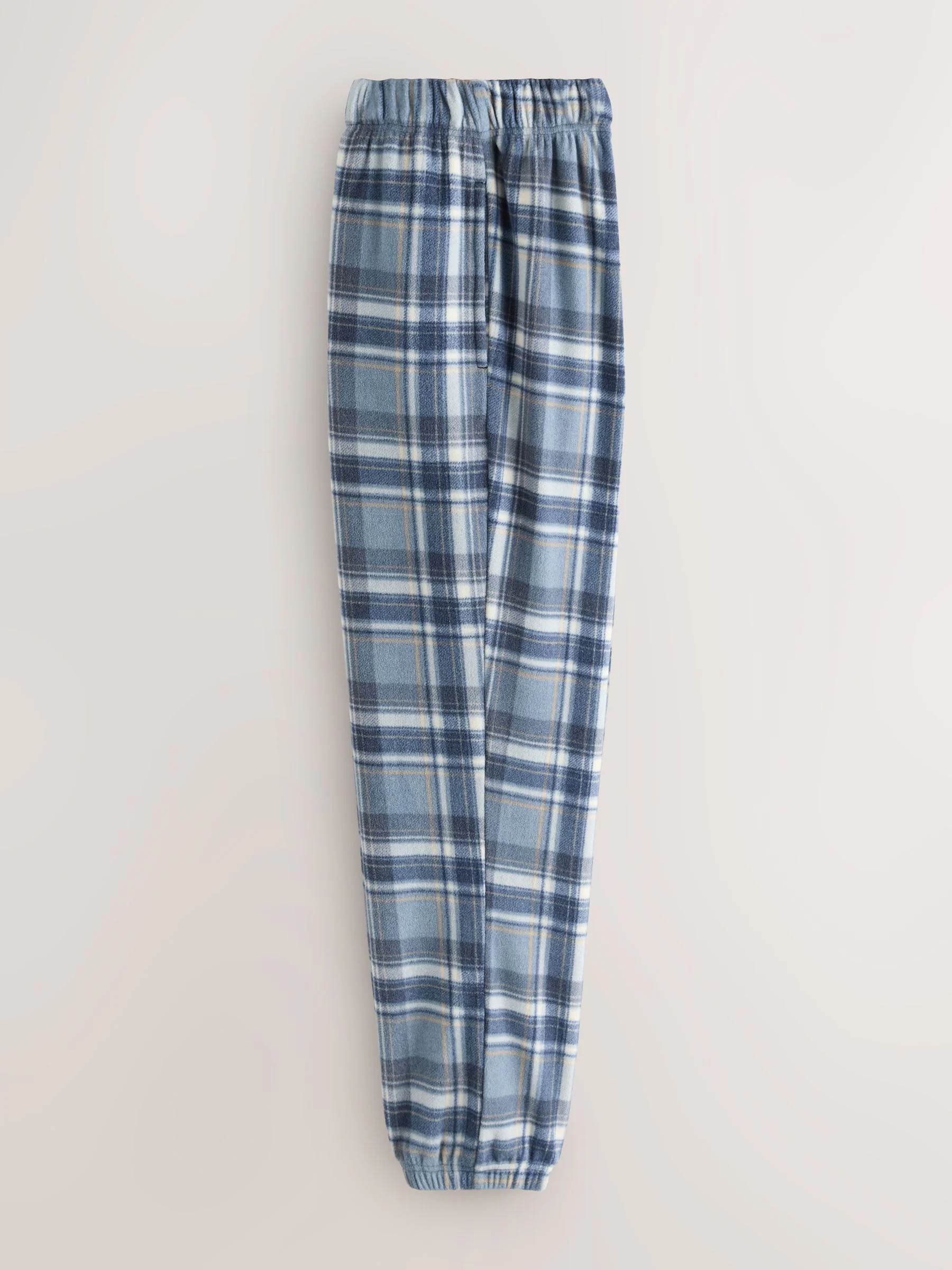 Donkerblauw - Thermische fleece pyjama's met ruit