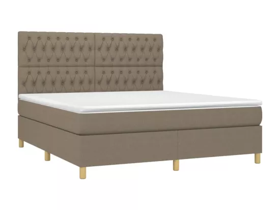 Sommier tapissier avec matelas et LED Taupe 180x200 cm Tissu