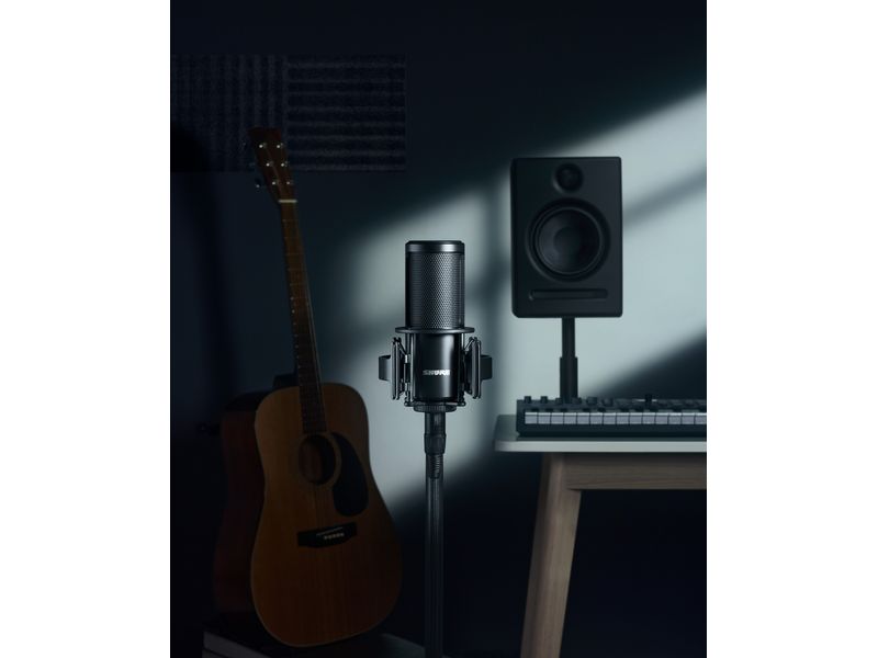 Shure Kondensatormikrofon SM4-K Boom Kit Homerecording Kondensatormikrofon mit Tisch-Gelenkstativ
