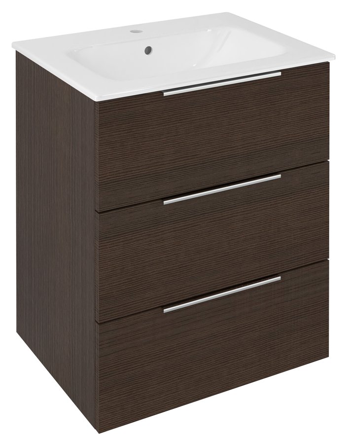 Sapho Cirasa wastafel onderkast 59x46x75cm met 3 lades donkerbruin