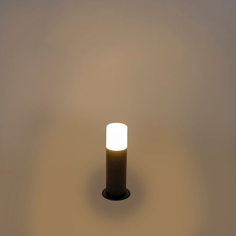 Staande buitenlamp zwart met opaal kap wit 30 cm IP44 - Odense