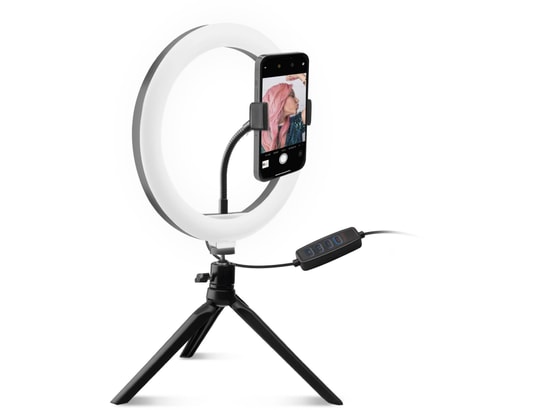 SBS - Perche à selfie avec anneau lumineux de  20cm sur trépied