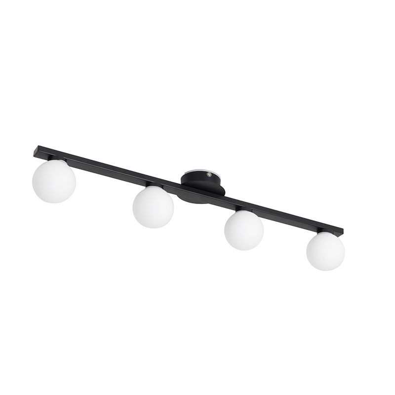Moderne plafondlamp zwart IP44 4-lichts - Cederic