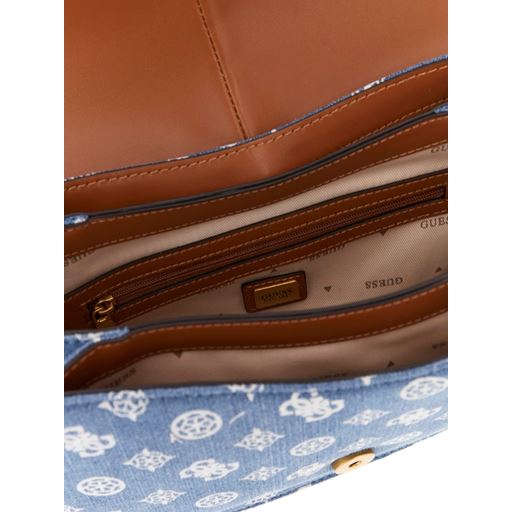 Guess Kuba Flap Skuldertaske, Denim Logo