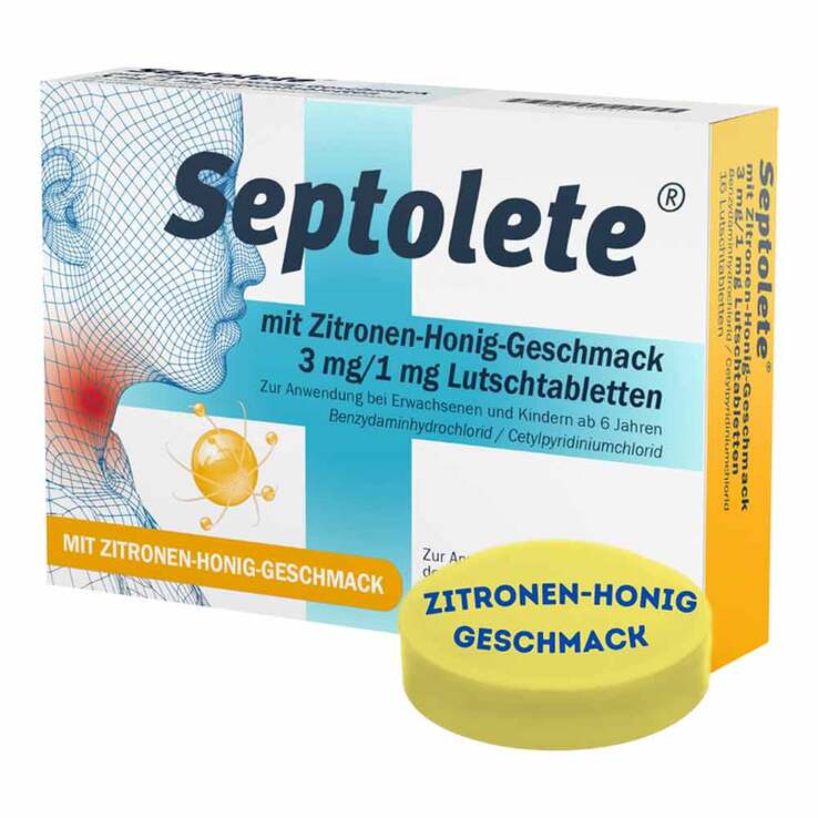 Septolete mit Zitronen-Honig-Geschmack 3 mg/1 mg Lutschtabletten, 16 St