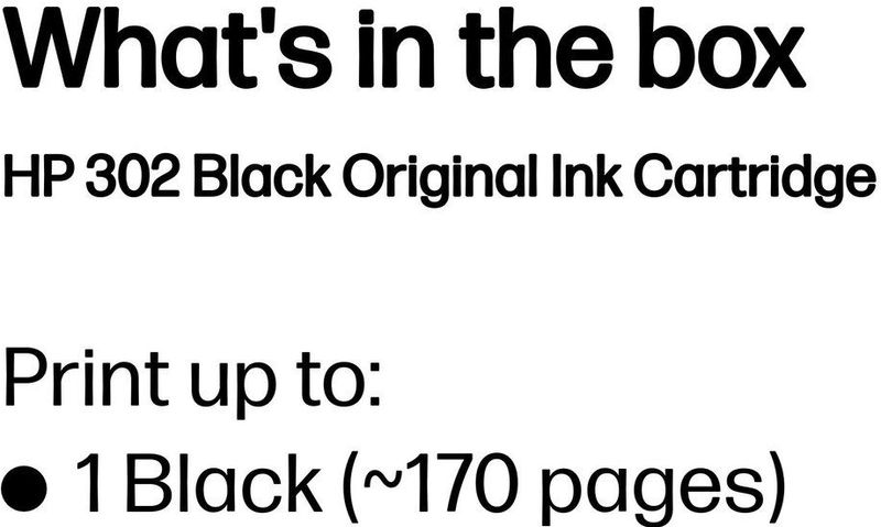 HP 302 Black Original Ink Cartridge inktcartridge 1 stuk(s) Origineel Normaal rendement Zwart