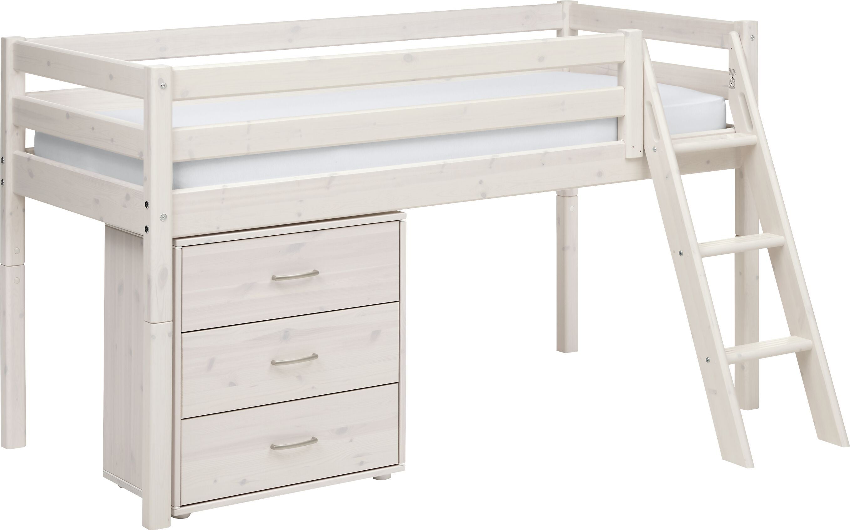 Flexa CLASSIC Halbhochbett - White Wash / B: 149.0 cm x T: 210.0 cm x H: 120.0 cm