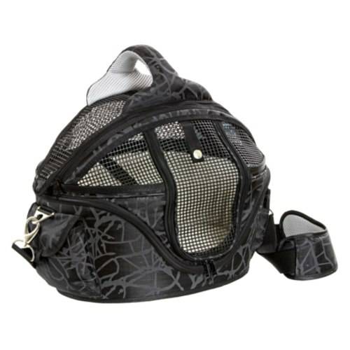 Bolsa de transporte de luxo Flamingo Shopper para animais de estimação, preta, para animais de pequeno porte.
