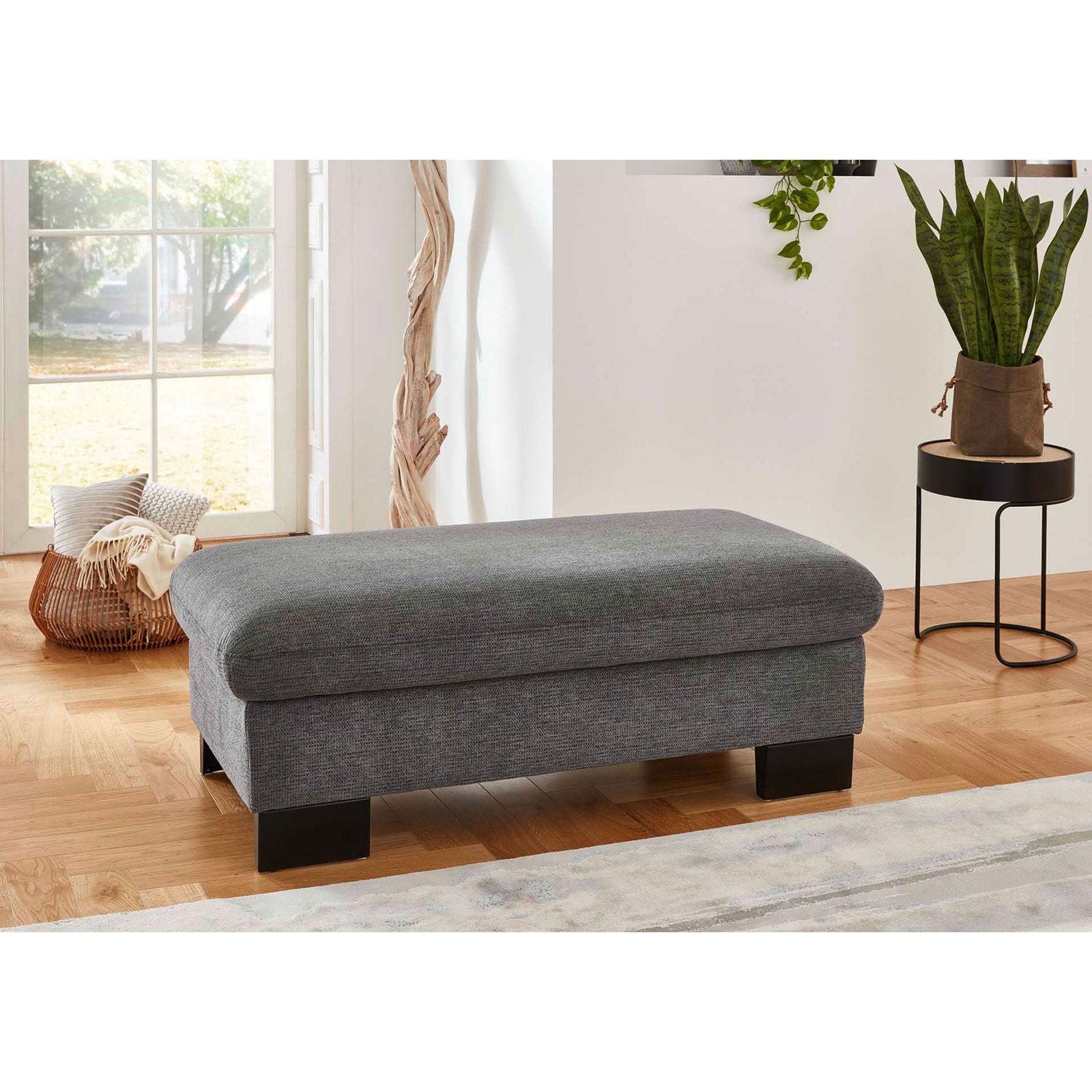 polsterpower Ecksofa - anthrazit - Basisversion - Anstellhocker links