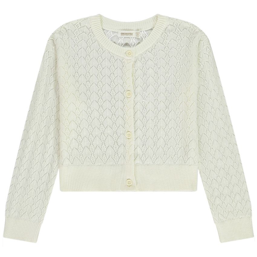 Gilet en tricot ajouré pour fille - Ecru