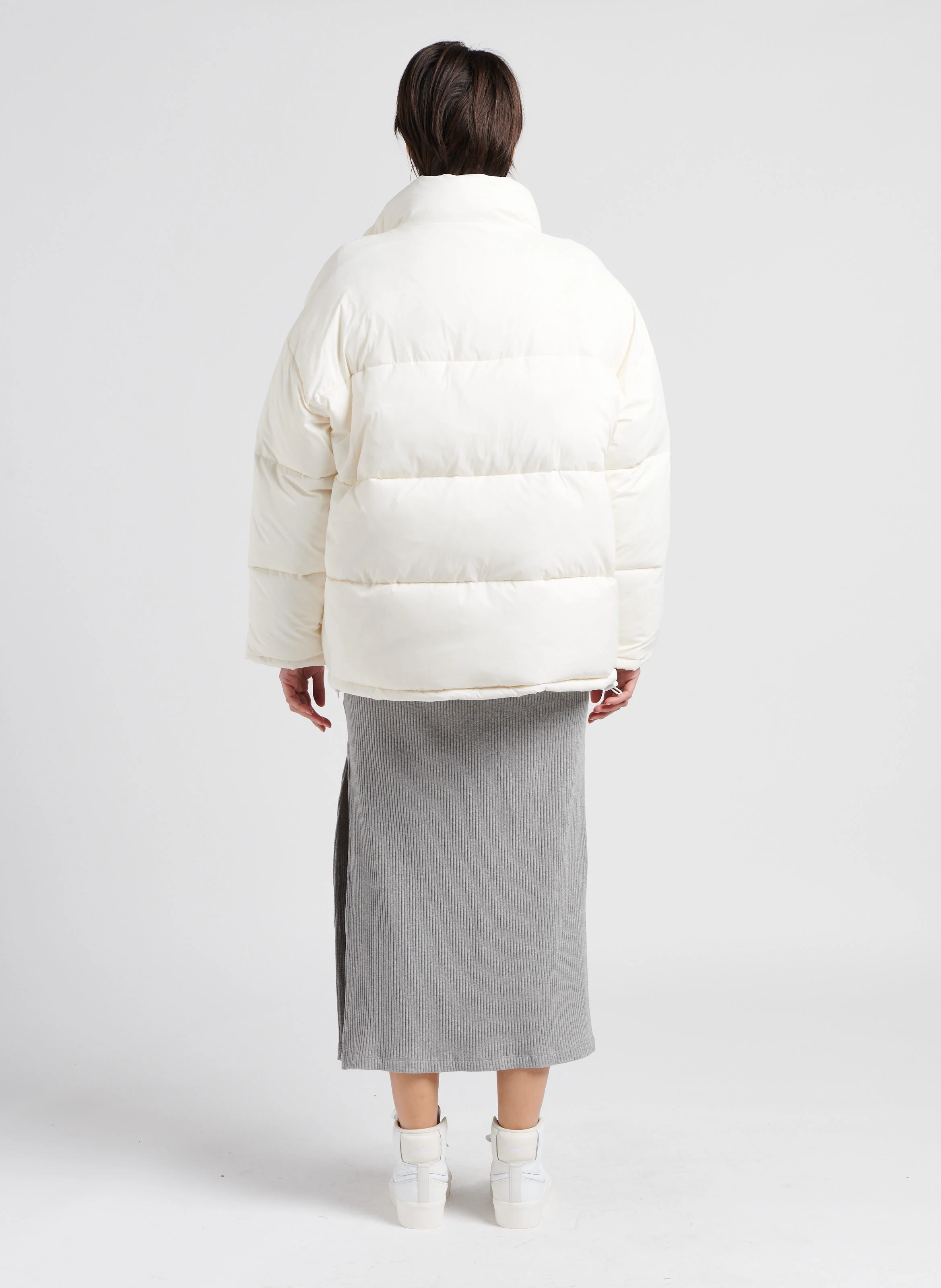 LE VIVIENNE - Robe longue col rond en coton mélangé| Gris