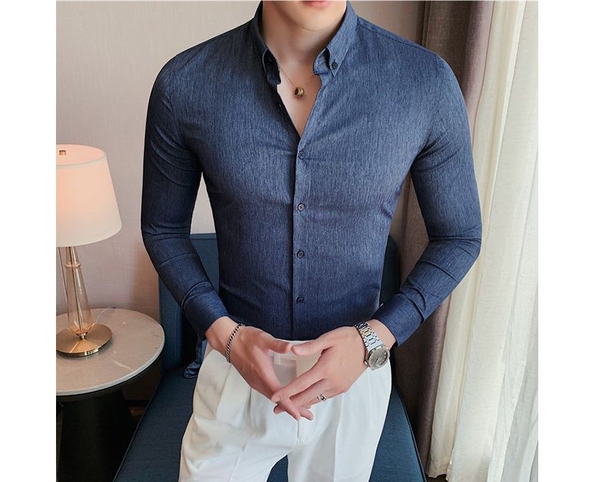 Deepwood - Slim Fit overhemd met lange mouwen en effen pasvorm