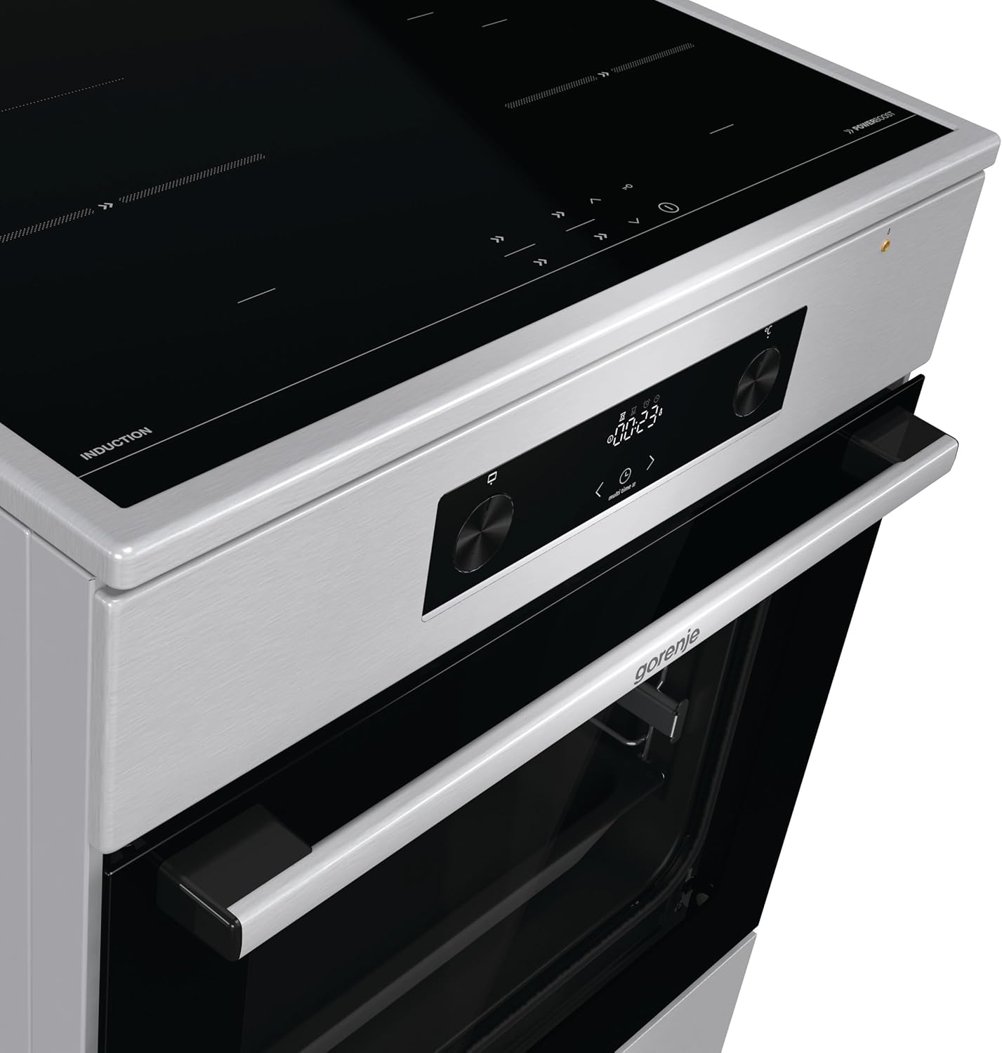 Gorenje GEIT6C60XPG Elektro Standherd mit Induktionskochfeld / 60 cm / 71 Liter/AirFry/Kindersicherung/GentleClose/AquaClean/BridgeZone/PowerBoost/edelstahl