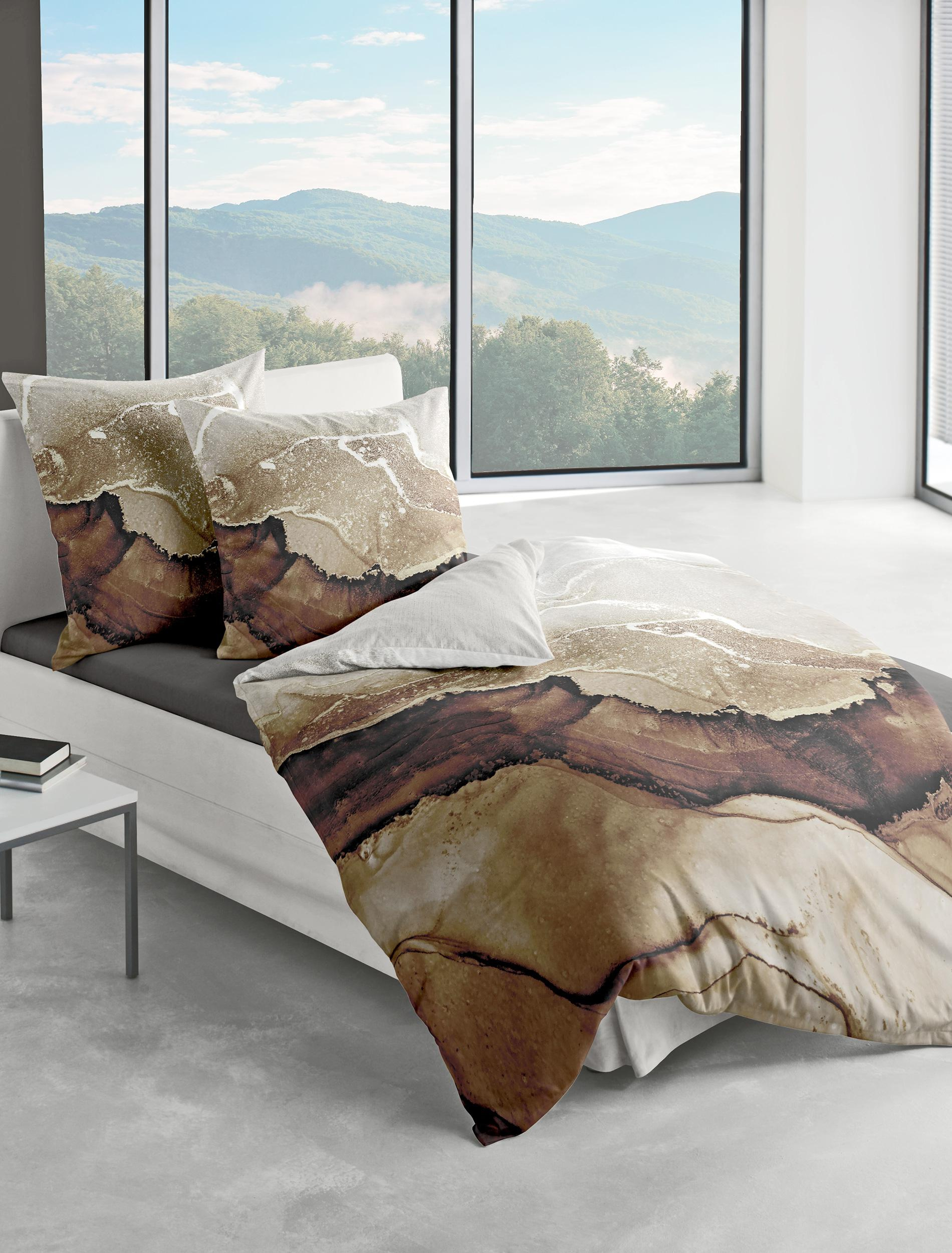Bettwäsche Mako-Satin braun