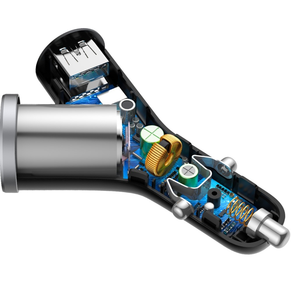 (40W) 2x USB A Auto KFZ Ladegerät mit Zigarettenanzünder - Schwarz