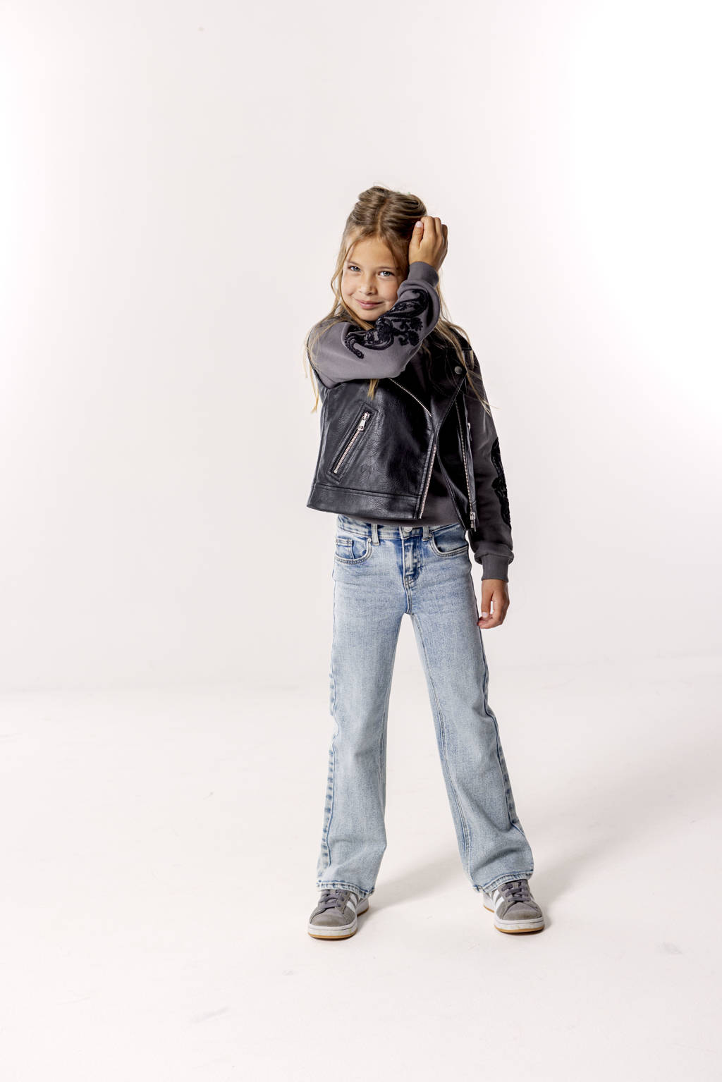 ONLY gebloemde sweater KOGEASTON LIFE donkergrijs