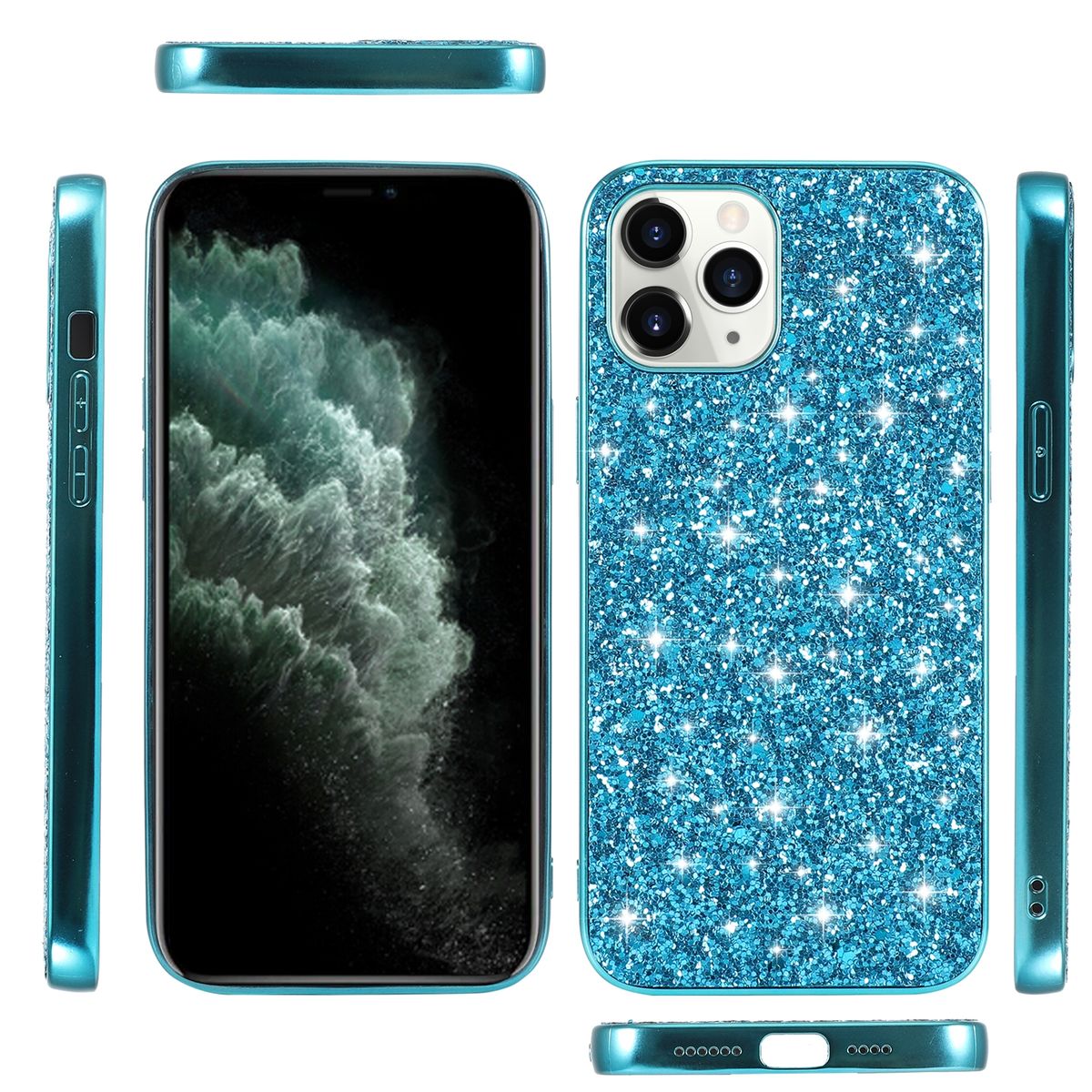 Schutz Handy Hülle für Apple iPhone 15 Case Cover Glitzer Bumper Etuis Tasche