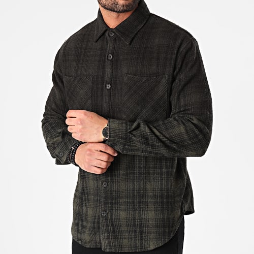Chemise Manches Longues A Carreaux 1568 Vert Kaki Dégradé