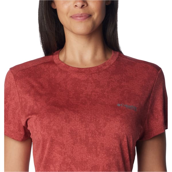 T-shirt randonnée COLUMBIA W BLUEBIRD CANYON SHORT SLEEVE CREW JUICY POPFLORID JAQUARD