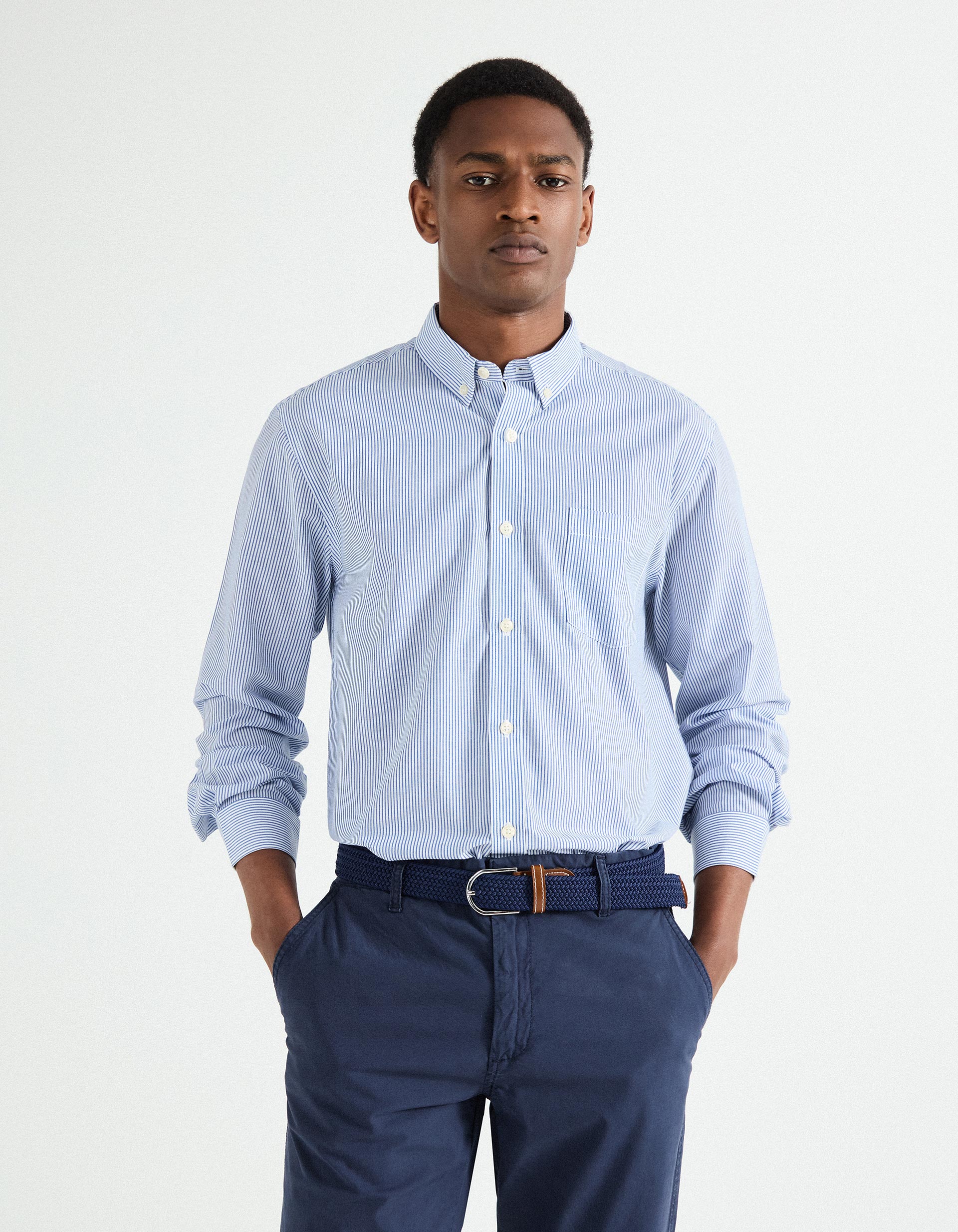Camisa de Riscas, Homem, Azul