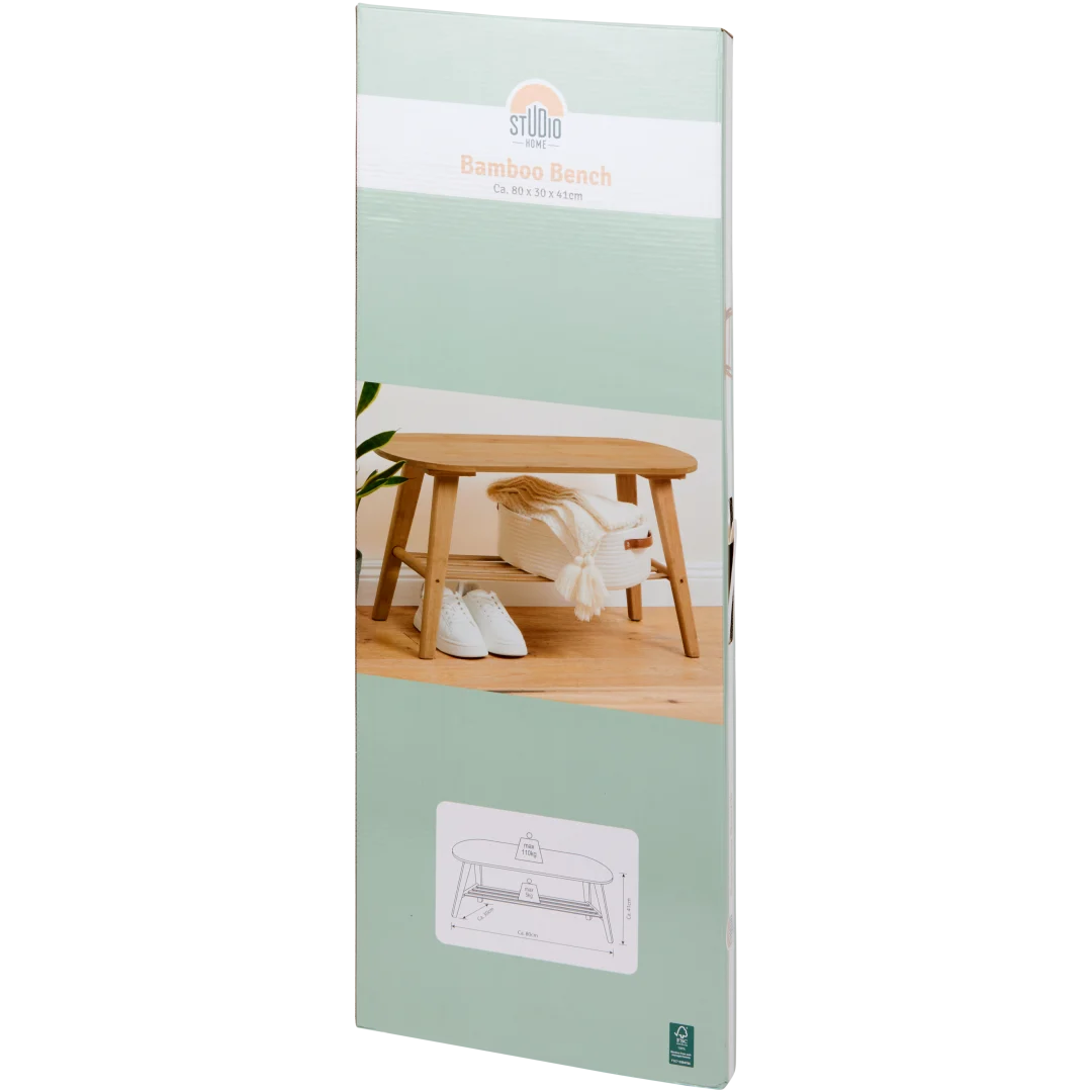 Banc en bambou avec porte-chaussures