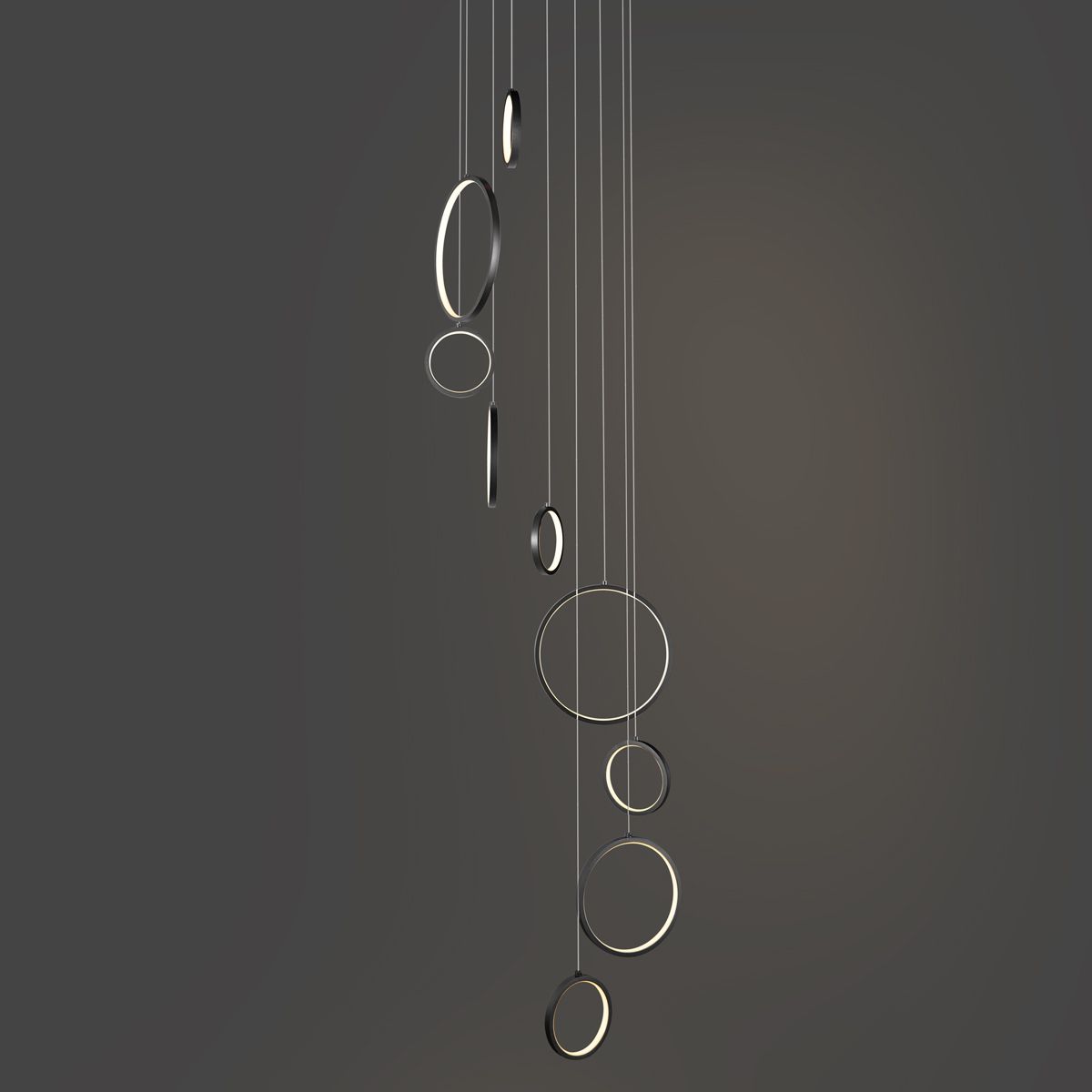 Design hanglamp zwart 9-lichts incl. LED 3-staps dimbaar - Vide Anella