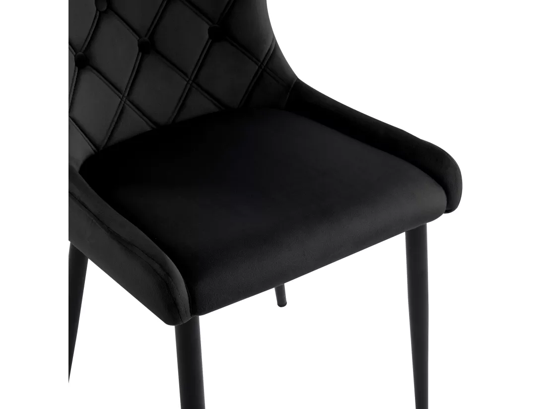 Lot de 4 Chaises en velours avec pieds en fer noir - Noir